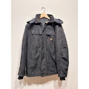 Carhartt Black Chore Jacket Canvas Quilted XL Black Hooded